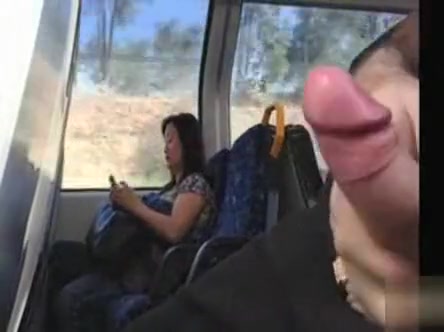 Jerking off on the train across from an Asian woman