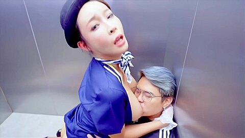 Chinese Flight Attendant Milf Elevator Sex Uncensored